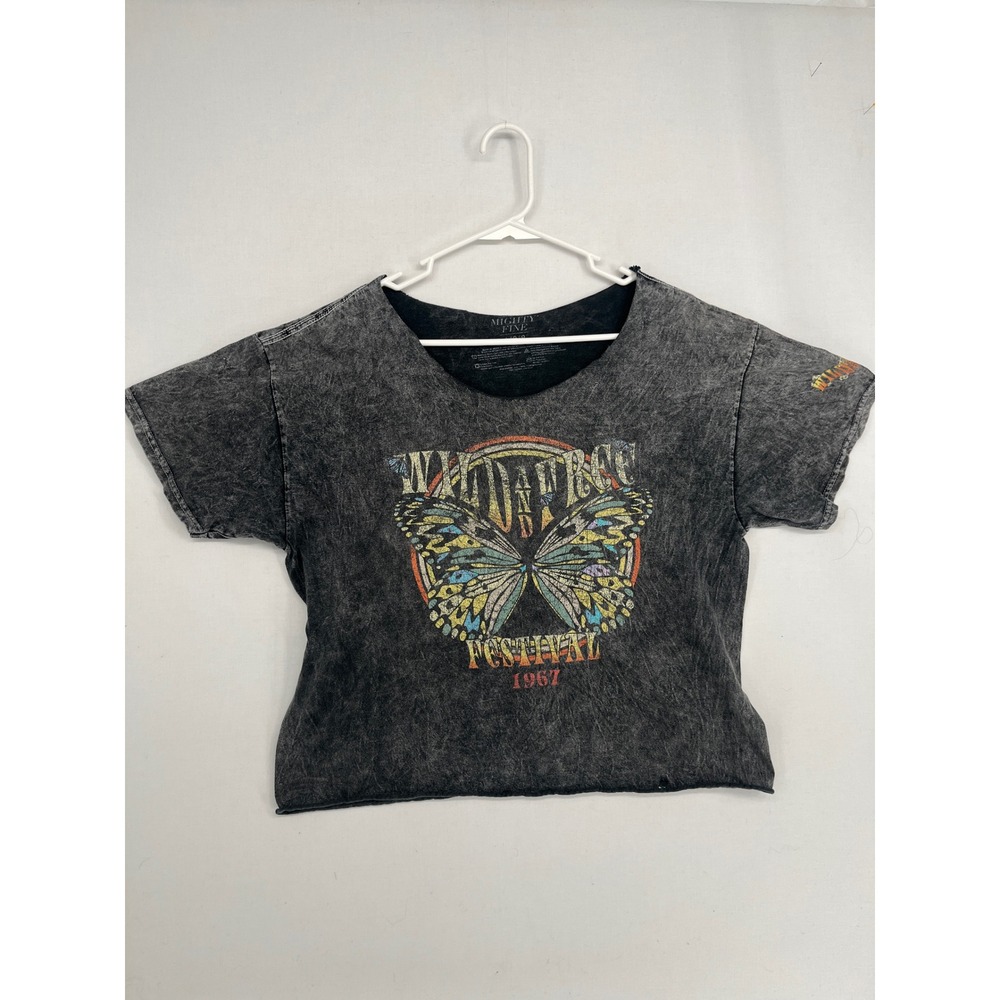 Mighty Fine Wild and Free Festival 1967 Graphic T-Shirt Acid Wash Gray Large